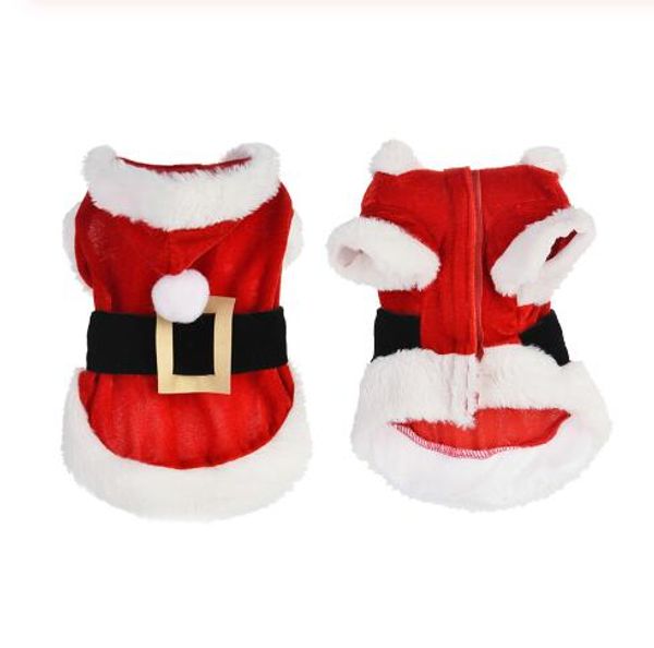 Santa Pet Dog Costume Vêtements de Noël pour Petits Chiens Hiver Chien Manteau À Capuche Vestes Chiot Chat Vêtements Chihuahua Yorkie Outfit GB1364