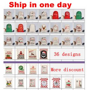 Santa Sacks Monogrammable Christmas Gift Tassen Santasack Drawstring Bag Santaclaus Herten 33 Designs Bulk In Stock YW244-WLL