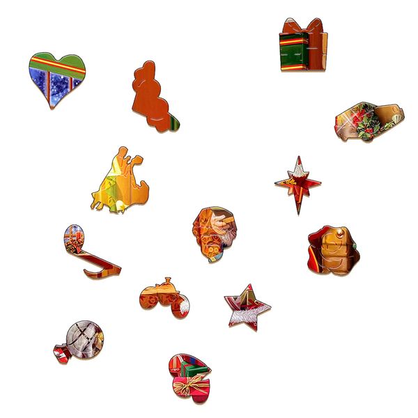 Puzzles de puzzle en bois en bois de Santa Mysternious surprise 3d Puzzle en bois artisanat irrégulier de forme unique de jeux interactifs pour cadeau