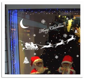 SANTA039S CART Snowflake Moon Christmas Tree Sticker Stickers Store Window Verre Mur Secal Chariot de Noël Décor Home Decor Wall POS4666639