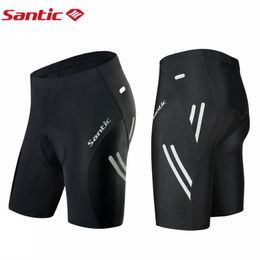 Santic Men Cycling Shorts Summer Cycle Shorts CoolMax 4D Pad Shockproof strakke reflecterende zwarte shorts 220505