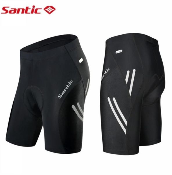 Pantalones cortos de ciclismo Santic para hombre, pantalones cortos de verano para ciclismo Coolmax 4D Pad a prueba de golpes, pantalones cortos negros reflectantes ajustados para MTB 2206104925408