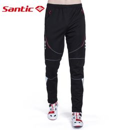 Santic Men's Cycling Pants Winter Fleece Thermal Biking Panty Winddicht reflecterende lange broek Men Sportbroek Asain Size 240112
