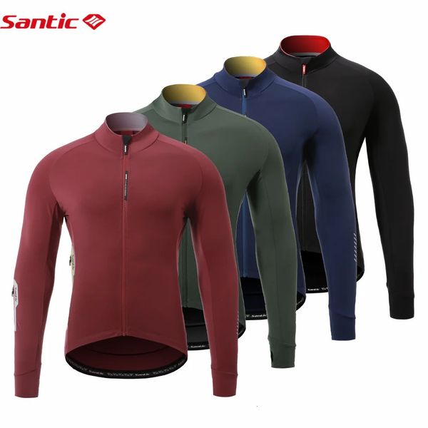 Santic hiver hommes vestes de cyclisme manches longues polaire garder au chaud route vélo hauts vtt maillots vestes taille asiatique 240109