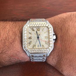 CATIER SANTO ORIGINAL VVS MISSANITE Watch Diamond Iced Out Watches Designer Mirror Quality Luxury Watch for Men Women Montre Dhgate New