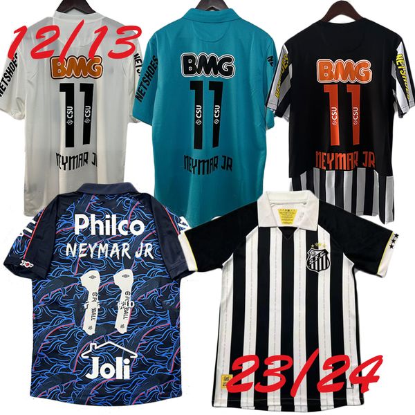 Santos Jersey 12-13 Neymar Retro Jersey 23-24 Santos Santos No. 11 Neymar No. 9 Leonardo Football Jersey en casa y camisa de fútbol de tercer juego fuera de juego