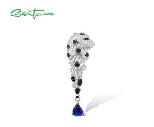 Santuzza zilveren hanger voor vrouwen 925 Sterling Silver Leopard Panther Sparkling Black Spinel Trendy Party Fine Jewelry 2107264003335