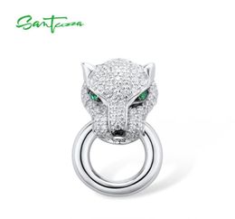 Santuzza Silver Pendant pour femmes Pure 925 Silver Sterling Blanc Panther Green Black Spinel Delate Fine Bijoux 21038733499