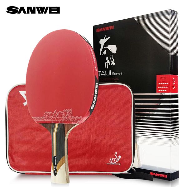 Raqueta de tenis de mesa SANWEI Taiji 7 8 9 Star, raqueta de Ping Pong ofensiva de madera y carbono profesional, goma pegajosa, ataque rápido 240323
