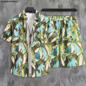 Sanya Hainan – chemise à fleurs de vacances pour hommes, ample, manches courtes, marque hawaïenne tendance, soie glacée, ensemble de plage fin