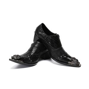 Sapato Sociale Masculino Zilver Stalen Neus Hoge Hakken Blcak Bruiloft Oxford Voor Mannen Klinknagel Formele Schoenen Mannen Echt Leer vestidos