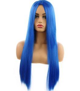 Saffierblauwe PRUIK dames039s mode scheer lang steil haar in het midden van de fabrikant die verkoopt8060558