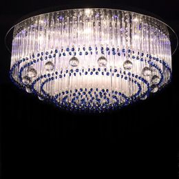 Saphir led cristal lampe ronde verre barswarovski cristaux éclairage de plafond E14 110v 220v salon chambre étude lampe de chambre