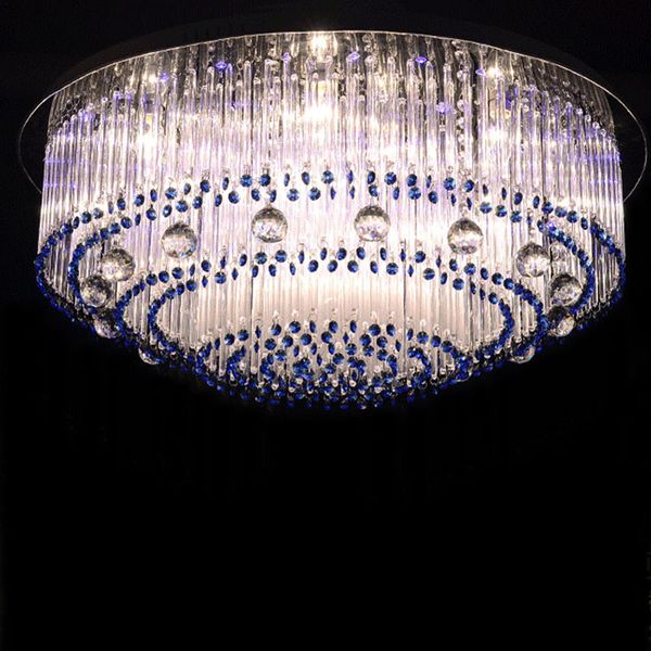 Lámpara de cristal led de zafiro, cristal redondo barswarovski, iluminación de techo de cristales E14 110v 220v, lámpara de sala de estudio para sala de estar y dormitorio