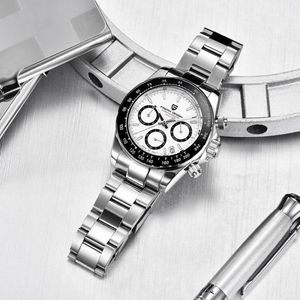 Sapphire Mirror Match Mentes Match Business Quartz Wrist Watch Men 100m Sport imperméable Chronograph Reloj Hombre Wrist Wrists 255g