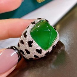 Sapphire aanmatigende rode diamant luipaard Big Sugar Tower Emerald 17 ct volledige stenen open ring voor man