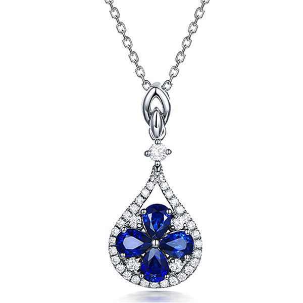 Saphir rubis pendentif collier femme mignon rose cuivre bijoux cristal fleur pendentif collier cadeau fête dames mode bijoux