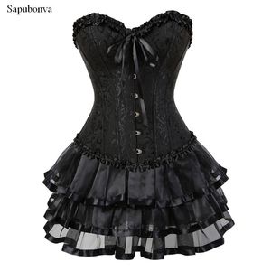 Sapubonva corsets sexy pour femmes, plus la taille costume overbust burlesque corset et jupe ensemble tutu corselet robes de mode victorienne 220617