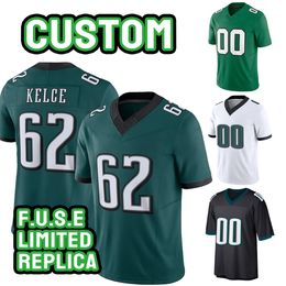 Saquon Barkley 62 Jason Kelce Jalen Hurts Football Jersey AJ Brown Devonta Smith Brian Dawkins Haason Reddick Jalen Carter Lane Johnson Replica Jersey