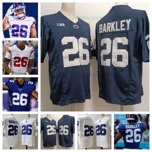 Saquon Barkley America voetbalshirt NCAA 26 blauw wit College Heren, volledig gestikt