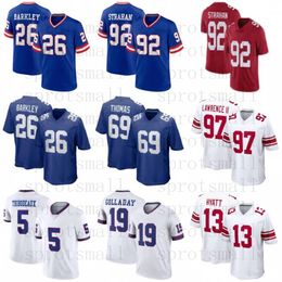 Saquon Barkley Kayvon Thibodeaux voetbalshirt Custom Youth Jalin Hyatt Deonte Banks Daniel Jones Dexter Lawrence Taylor Darren Waller Michael Strahan Simms