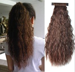 Sara Pat Circle Cliky Curly Ponytails 55cm22quot Clip en queue de cheval Extension de cheveux Blackbrown Curly Pony Pony Tail Synthe9514969