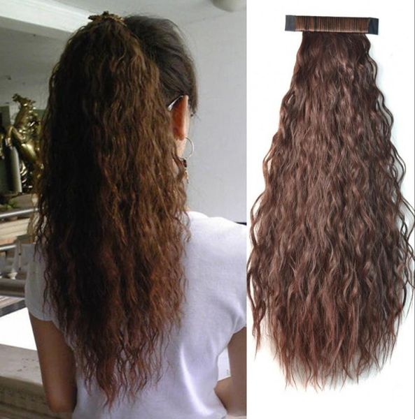 Sara Pat Circle Clip Curly Pony Pony Clip 55cm22quot In Ponytail Hair Extension Blackbrown Curly Horsetail Pony Tail Synthe1811291