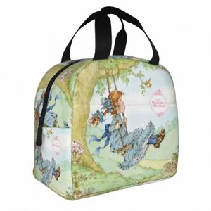 Sarah Kay Swing Girl Carto Lunch Bag draagbaar geïsoleerde canvas koeler schattige landleven thermische picknickreizen lunchbox 60JX#