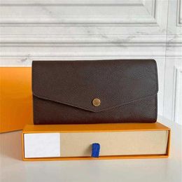 Sarah Wallet topkwaliteit lange envelop flap portefeuilles met doos LB123 Designer Key Coin Holders Purse Leather Mini Pochette Clutch BA263F