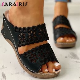 Sarairis Summer Casual Slipon Slippers Ladies Ins Retro Platform Slipper Comfort High Wedges Shoes Woman Y200423