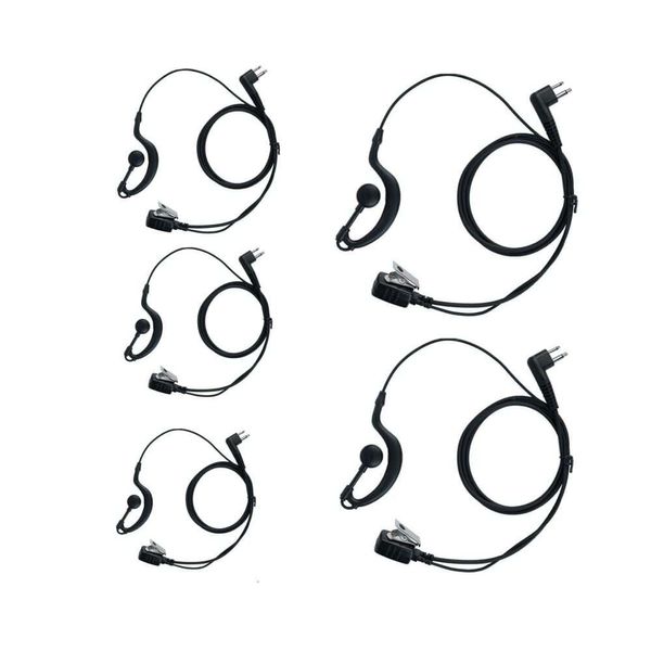 Sarcia talkie-walkie écouteur casque micro PTT pour Motorola Radio bidirectionnelle 2 broches Cp200 Rdm2070d avec conception en forme de G, paquet de 5