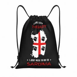 Cerdeña es mi terapia Mochila con cordón Mujeres Hombres Gimnasio Deporte Sackpack Portátil Italia Bandera Italia Orgullo Bolsa de entrenamiento Saco s8gV #