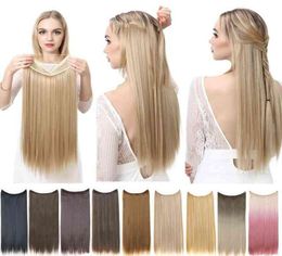 Sarla No Clip Halo Hair Extension Ombre Synthetische kunstmatige Natuurlijke nep False Lang kort recht haarstuk Blonde voor vrouwen 2204819691