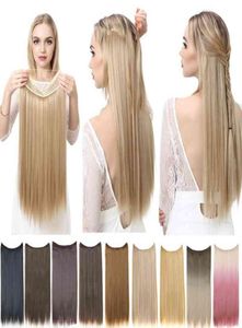 SARLA Sin Clip Halo Extensión Del Pelo Ombre Sintético Artificial Natural Falso Largo Corto Recto Postizo Rubio Para Mujeres 2203554990