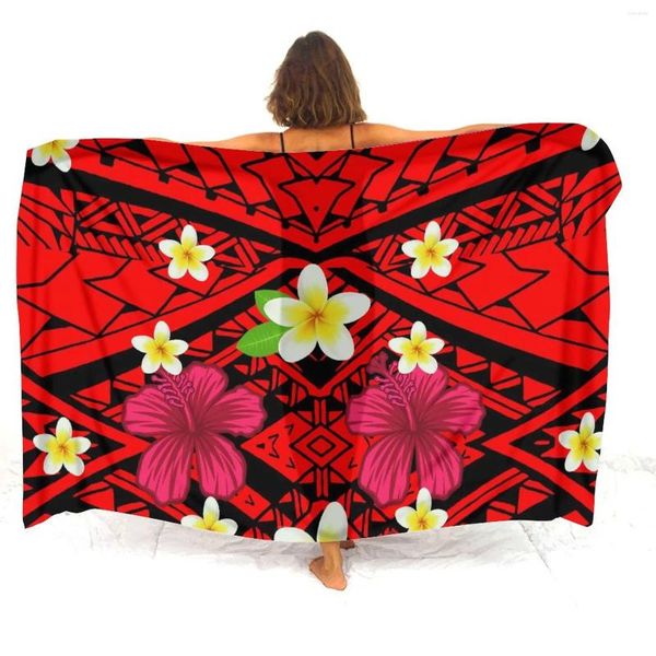 Sarong Polynesian Tribal Design personnalisé Art Print Soft Comfort Seaside One-Piece Protection Sun Protection Cape