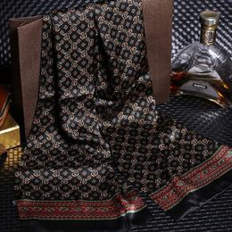 Sarongs 100 Pañuelo de seda natural de doble capa para hombre Bufanda larga estampada Regalo premium para hombres 28x160cm 230519