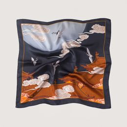 Sarongs 100% Natuurlijke Silk Square Scarf Vrouwen Nekwikkeling 53*53 vierkante kerchief Bandana Chinese stijl Birds Print Lady Head Band 230613