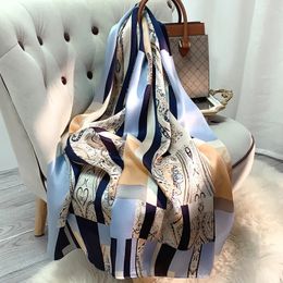 Pareos 100% chales de seda real pañuelo en la cabeza para mujer estampado Hangzhou pañuelos largos de seda natural diseño de lujo de verano Foulard de seda pura para mujer 231010