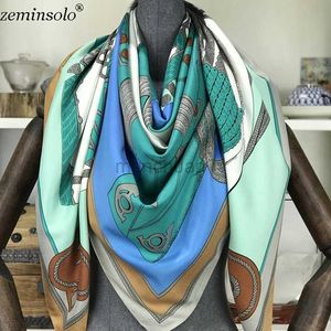 Sarongs 100% zijden sjaal dames grote sjaal stola hoofdband bedrukt mode vierkante sjaal Echarpes Foulards damestas bandage 130 * 130 cm 240325