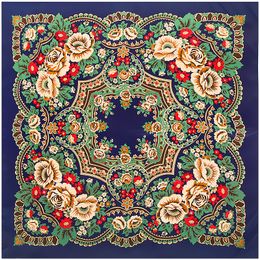 Sarongs 130 cm marque de luxe bohême imprimer hiver foulard en soie femmes sergé Floral Turban bandeau grand Hijab carré écharpe châle 230526