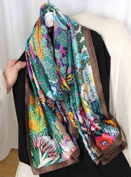 Sarongs 2022 Luxury New Brand Designer Designer Scarf Femme Femme Bandana Bandana Long SHAWLS ENRROGE SPRING COUL