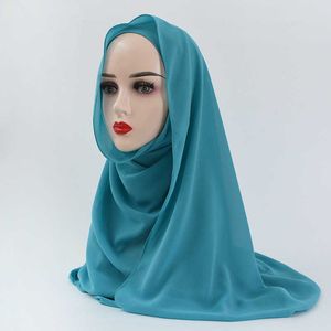 Sarongs 80Colors Chiffon Hijabs voor moslim sjaal Maleisië Pearl chiffon bubble sjaal Silk sjaal voor islamitische P230403