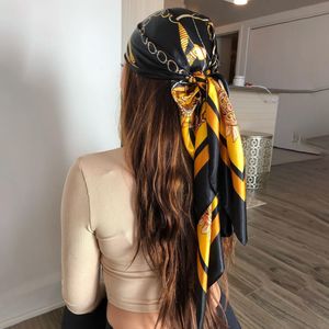 Sarongs 90*90 cm Haar Sjaal Vrouwen Mode Designer Mooie Bloemen Foulard Zachte Satijnen Sjaal Hoofddoek Vierkante Zijden sjaals Hals Hoofddoek 230609