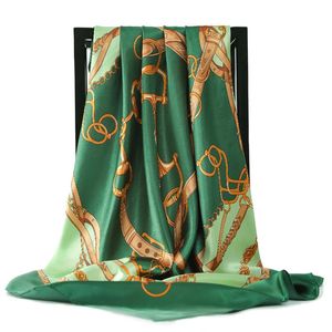 Sarongs 90*90cm Silk Scarves Women Foulard Satin Square Head Hijab Ladies Luxury Brand Shawls Bandana Large wrap bandanna muffler pareo 231113