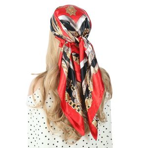 Sarongs 9090 cm Vierkante Zijden Hoofddoek Vrouwen Zomer Zwart Rood Hijab Bandana Vrouwelijke Sjaal Wrap Hoofdband Foulard Haar sjaals Groothandel 230605