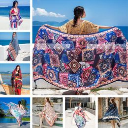 Sarongs 90x180cm Épaissir Coton Sergé Paréo Plage Cover-Ups Femmes Grande Robe De Plage Bikini Bain Maillots De Bain Cover Up Sarong Wrap Scarf 230718