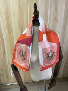 Sarongs Aankomstmodemerk Orange 100 Silk Scarf 9090 cm Square Shawl Twill Wrap For Women Lady Hijab 230508
