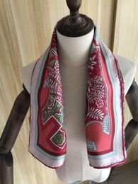 Sarongs Aankomst mode elegant 100 zijden sjaal 9090 cm vierkante sjaalverwikkeling voor vrouwen dame meisje 230427