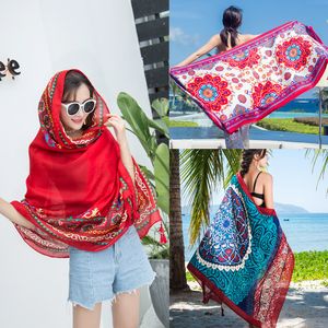 Sarongs Beach Scarf 90x180cm Luxury BrandDesigner Haar afdrukken Hoofd Grote zakdoek hijab SHAWL Women Bandanna Foulard Muffler Wrap 230519