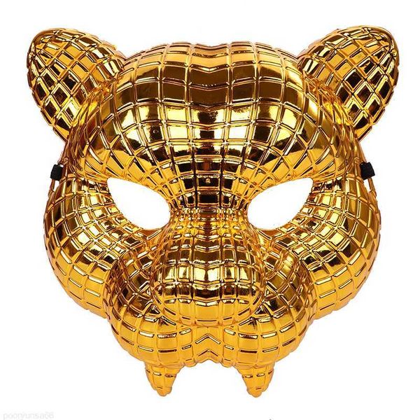 Disfraz de pareos para Halloween Zoo máscaras de animales máscara de leopardo dorado fiesta mascarada media máscara